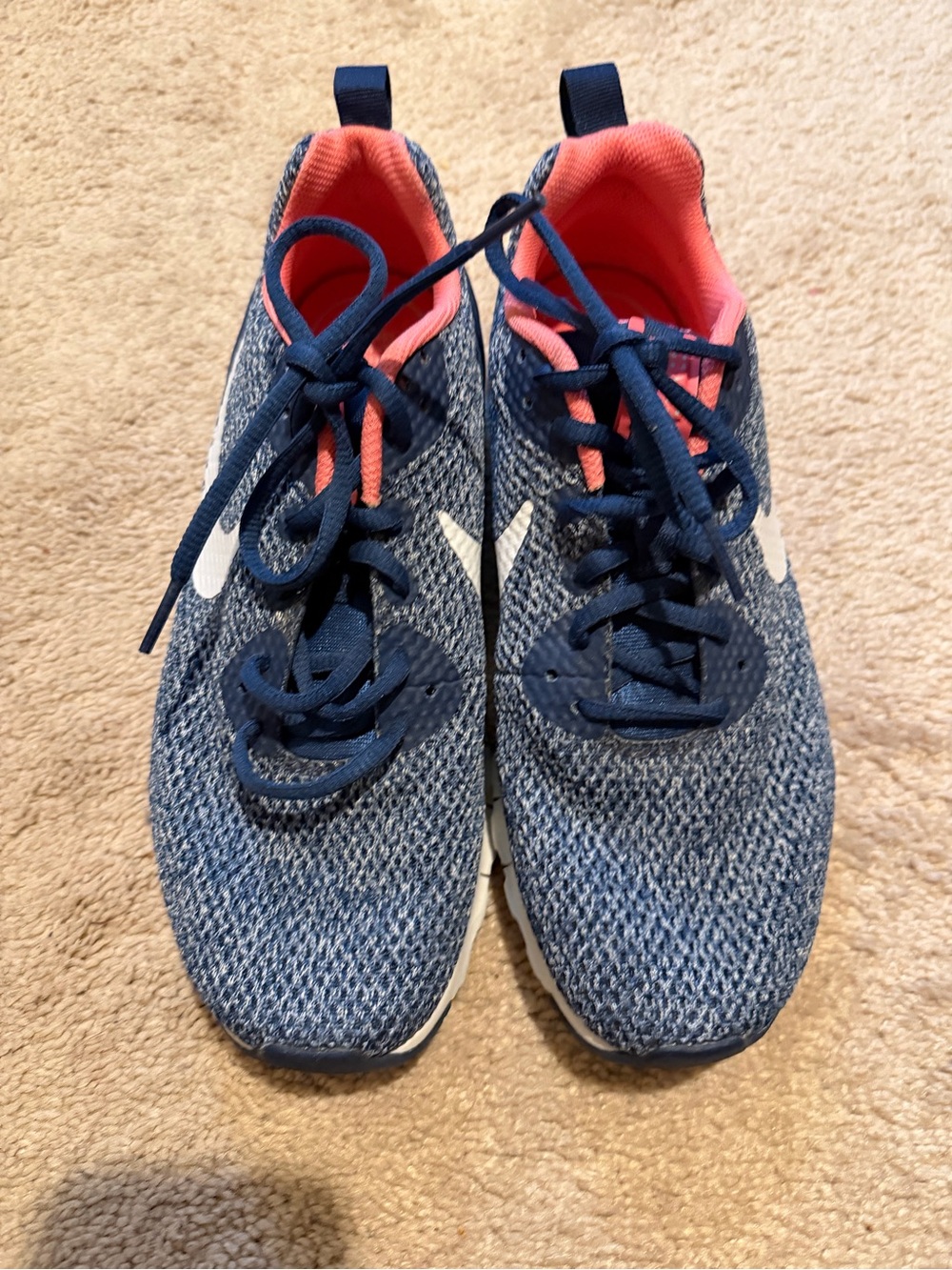 Nike Navy Knit Sneakers with Coral Interior